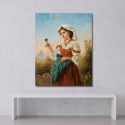 Una Venditrice Di Violette Italiana Con Roma Sullo Sfondo Anton Romako arm4 quadro stampato su tela