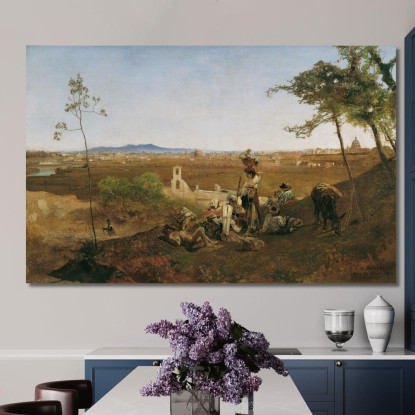 Vista Su Roma Dal Monte Mario Anton Romako arm9 quadro stampato su tela