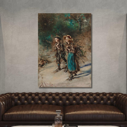 Bambini Con Fascine Anton Romako arm11 quadro stampato su tela