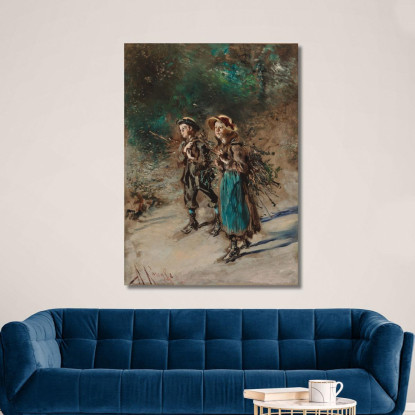 Bambini Con Fascine Anton Romako arm11 quadro stampato su tela