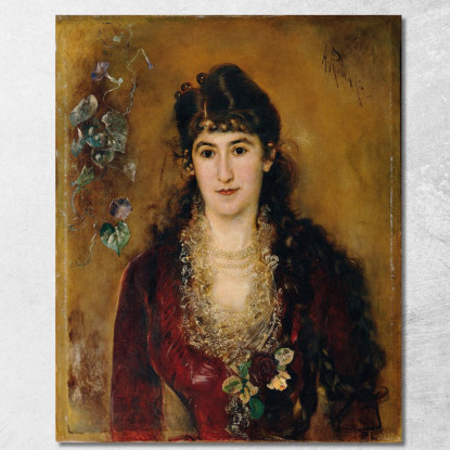Dama In Abito Rosso Anton Romako arm12 quadro stampato su tela