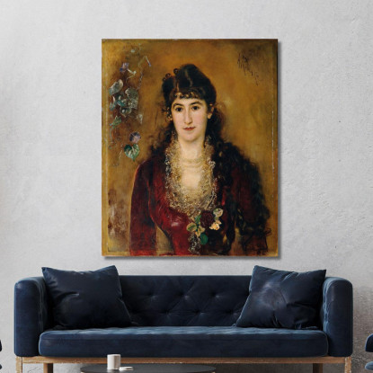 Dama In Abito Rosso Anton Romako arm12 quadro stampato su tela