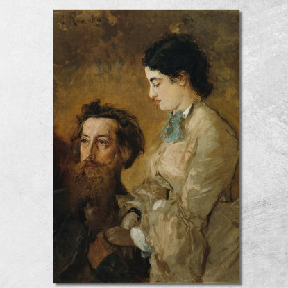 Lo Scultore Reinhold Begas Con La Moglie Margarethe Anton Romako arm16 quadro stampato su tela