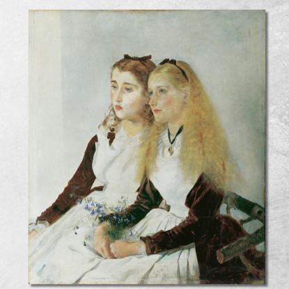 Le Nipoti Dell’Artista Elisabeth E Maja Anton Romako arm22 quadro stampato su tela