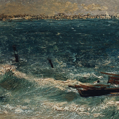 Ragazzo Pescatore Sulla Spiaggia Marina Anton Romako arm27 quadro stampato su tela