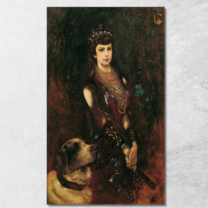 L’Imperatrice Elisabetta Con Un Cane San Bernardo Anton Romako arm33 quadro stampato su tela