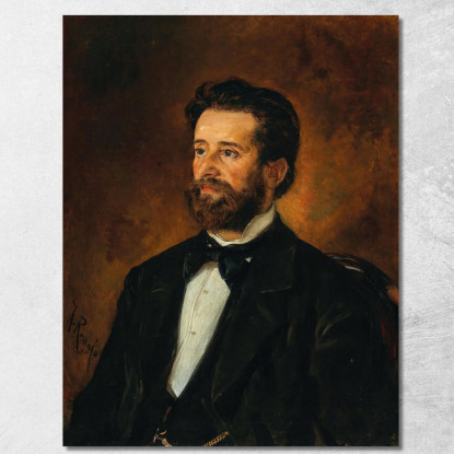 Ritratto Dell'Architetto Johann De Colle (1840-1889) Anton Romako arm45 quadro stampato su tela