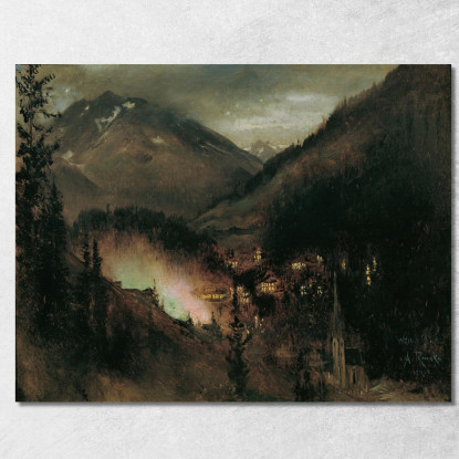 Wildbad Gastein Di Sera Con Illuminazione Bengala Anton Romako arm60 quadro stampato su tela
