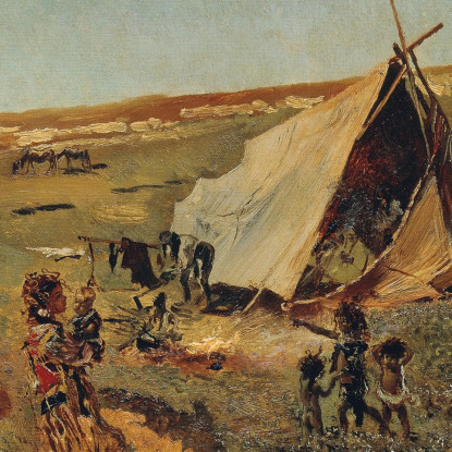 Accampamento Zingaro Nella Puszta Anton Romako arm61 quadro stampato su tela