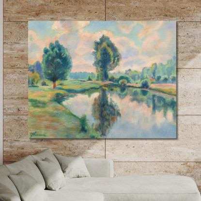 Riva Del Fiume Armand Guillaumin agl6 quadro stampato su tela