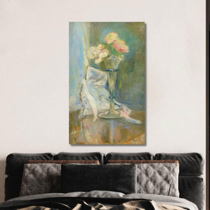 Anemoni Rosa Berthe Morisot bmr2 quadro stampato su tela