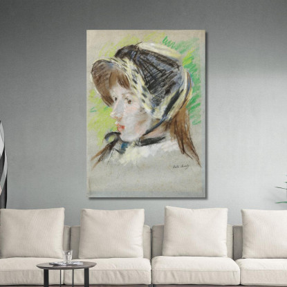 Jeanne Pontillon Con Cappellina Berthe Morisot bmr16 quadro stampato su tela