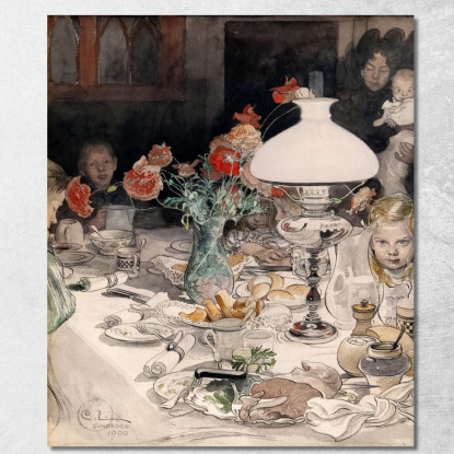 Intorno Alla Lampada Della Sera Carl Larsson clr5 quadro stampato su tela