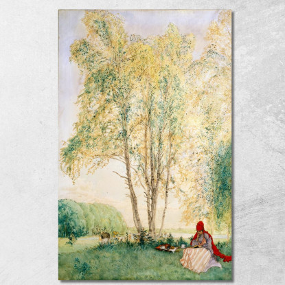 Sotto Le Betulle Carl Larsson clr8 quadro stampato su tela