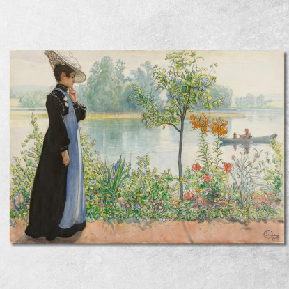 Karin Sulla Riva Carl Larsson clr30 quadro stampato su tela