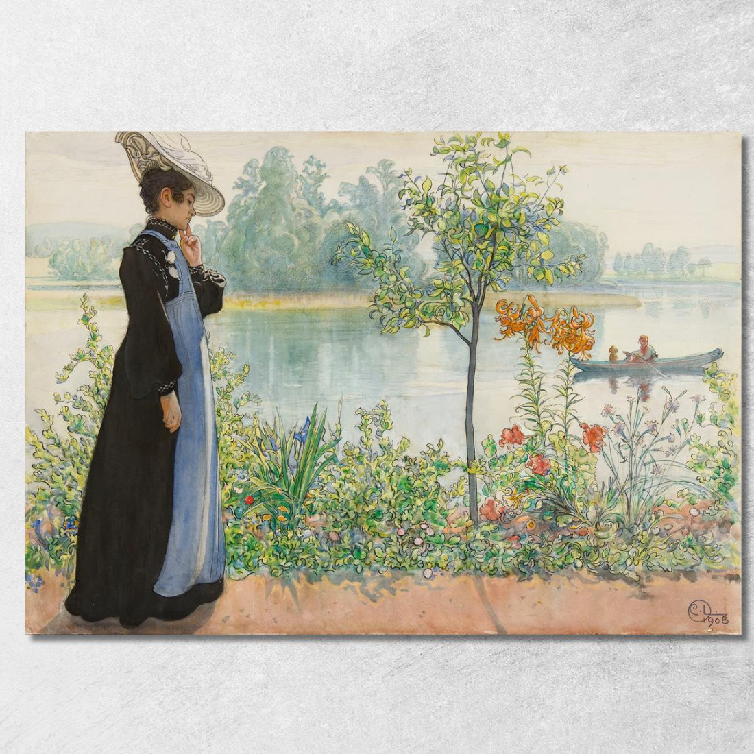 Karin Sulla Riva Carl Larsson clr30 quadro stampato su tela