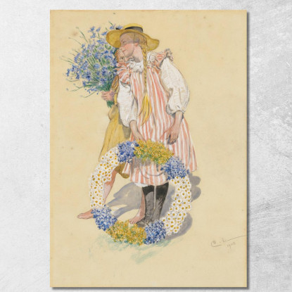Lisbeth E Brita Carl Larsson clr33 quadro stampato su tela