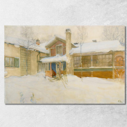 Il Mio Cottage Di Campagna In Inverno A Sundborn Carl Larsson clr38 quadro stampato su tela
