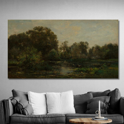 Paesaggio Fluviale Con Cicogne Charles François Daubigny cfd3 quadro stampato su tela