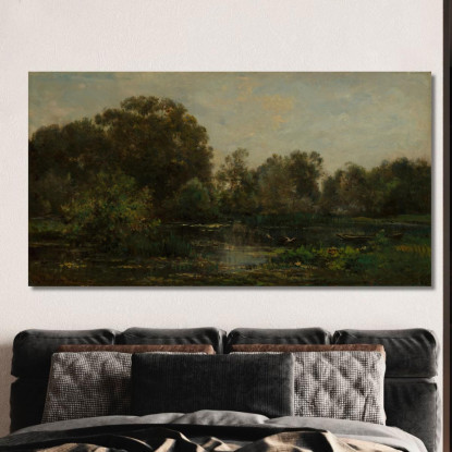 Paesaggio Fluviale Con Cicogne Charles François Daubigny cfd3 quadro stampato su tela