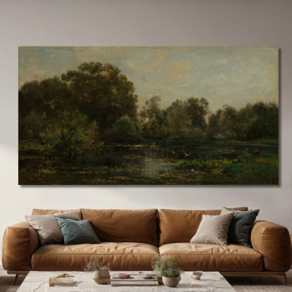 Paesaggio Fluviale Con Cicogne Charles François Daubigny cfd3 quadro stampato su tela