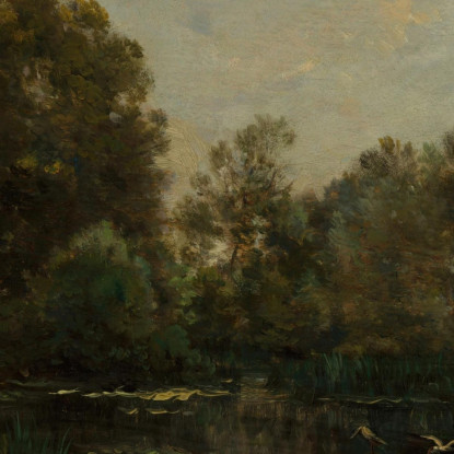 Paesaggio Fluviale Con Cicogne Charles François Daubigny cfd3 quadro stampato su tela