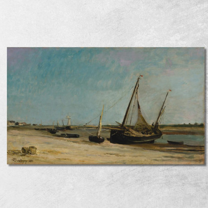 Barche Sulla Costa Di Étaples Charles François Daubigny cfd9 quadro stampato su tela