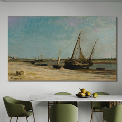 Barche Sulla Costa Di Étaples Charles François Daubigny cfd9 quadro stampato su tela