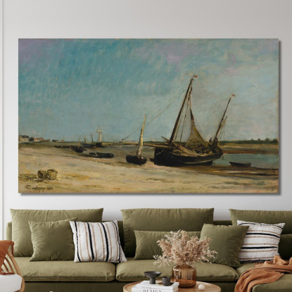 Barche Sulla Costa Di Étaples Charles François Daubigny cfd9 quadro stampato su tela