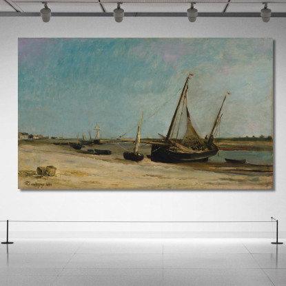 Barche Sulla Costa Di Étaples Charles François Daubigny cfd9 quadro stampato su tela