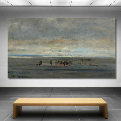 Raccoglitori Di Vongole Charles François Daubigny cfd17 quadro stampato su tela