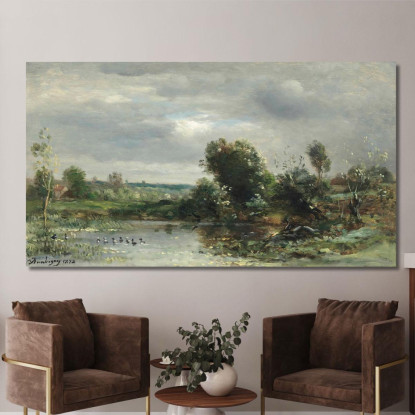 Anatroccoli Su Un Lago Charles François Daubigny cfd22 quadro stampato su tela