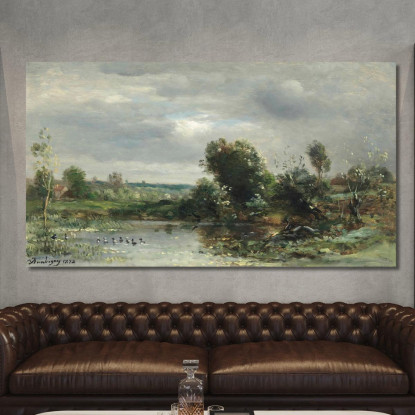 Anatroccoli Su Un Lago Charles François Daubigny cfd22 quadro stampato su tela