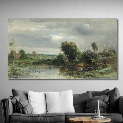 Anatroccoli Su Un Lago Charles François Daubigny cfd22 quadro stampato su tela