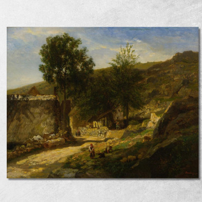 Ingresso Al Villaggio Charles François Daubigny cfd23 quadro stampato su tela