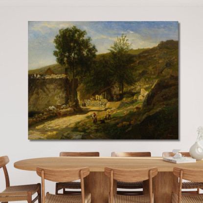 Ingresso Al Villaggio Charles François Daubigny cfd23 quadro stampato su tela