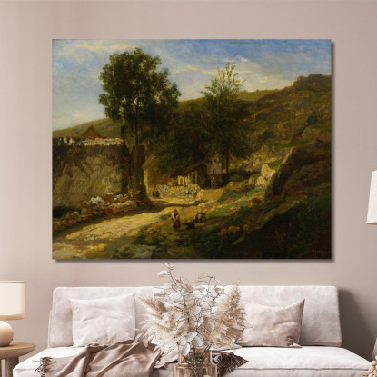 Ingresso Al Villaggio Charles François Daubigny cfd23 quadro stampato su tela