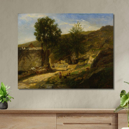 Ingresso Al Villaggio Charles François Daubigny cfd23 quadro stampato su tela