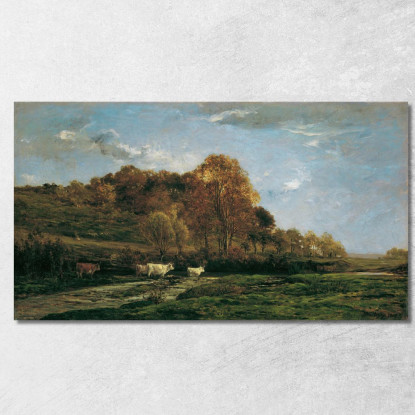 Paesaggio Autunnale Fluviale Al Crepuscolo Charles François Daubigny cfd28 quadro stampato su tela