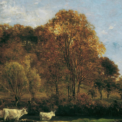 Paesaggio Autunnale Fluviale Al Crepuscolo Charles François Daubigny cfd28 quadro stampato su tela