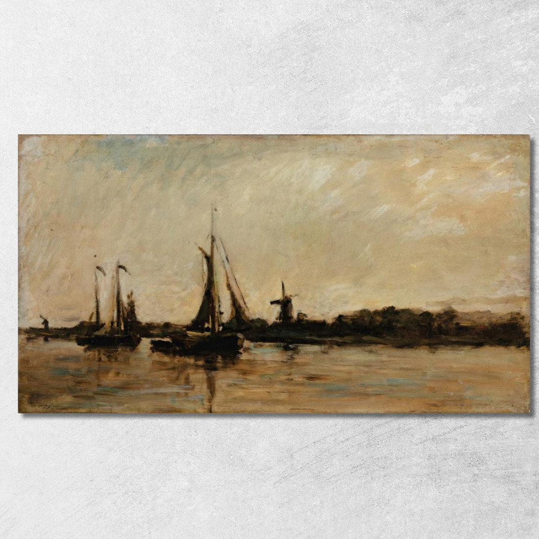 Paesaggio Con Un Canale In Olanda Charles François Daubigny cfd37 quadro stampato su tela