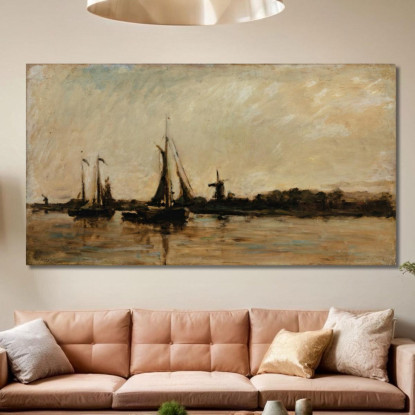Paesaggio Con Un Canale In Olanda Charles François Daubigny cfd37 quadro stampato su tela