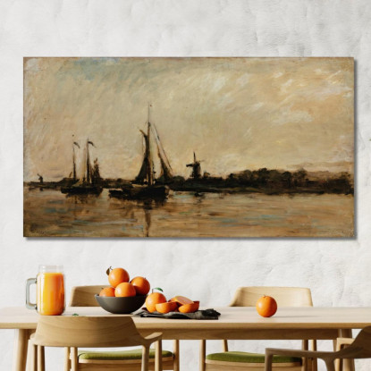 Paesaggio Con Un Canale In Olanda Charles François Daubigny cfd37 quadro stampato su tela