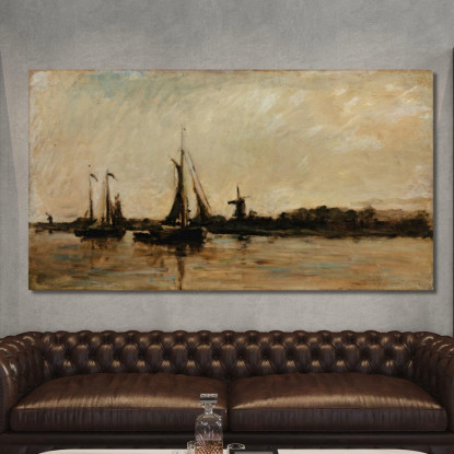 Paesaggio Con Un Canale In Olanda Charles François Daubigny cfd37 quadro stampato su tela