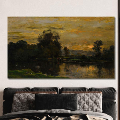 Paesaggio Con Anatre Charles François Daubigny cfd40 quadro stampato su tela