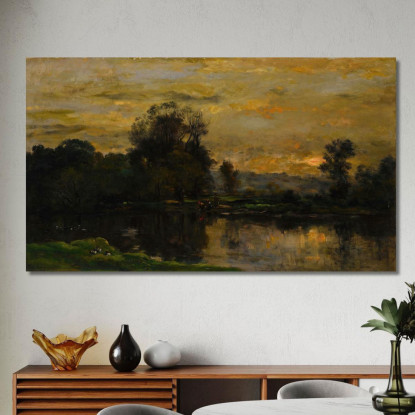 Paesaggio Con Anatre Charles François Daubigny cfd40 quadro stampato su tela