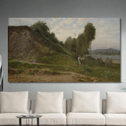 Paesaggio Con Pecore Charles François Daubigny cfd41 quadro stampato su tela