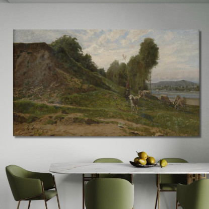 Paesaggio Con Pecore Charles François Daubigny cfd41 quadro stampato su tela