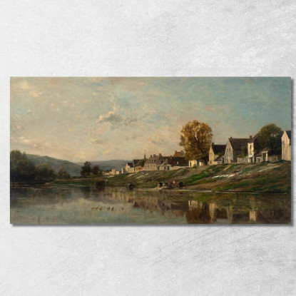 Le Lavandaie Sulla Riva Della Senna A Bonnieres Charles François Daubigny cfd51 quadro stampato su tela