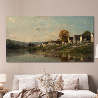 Le Lavandaie Sulla Riva Della Senna A Bonnieres Charles François Daubigny cfd51 quadro stampato su tela